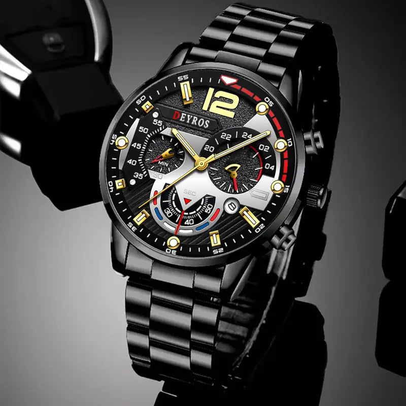 Deyros | Fashion Sports Luxury Stainless Steel Quartz Watch