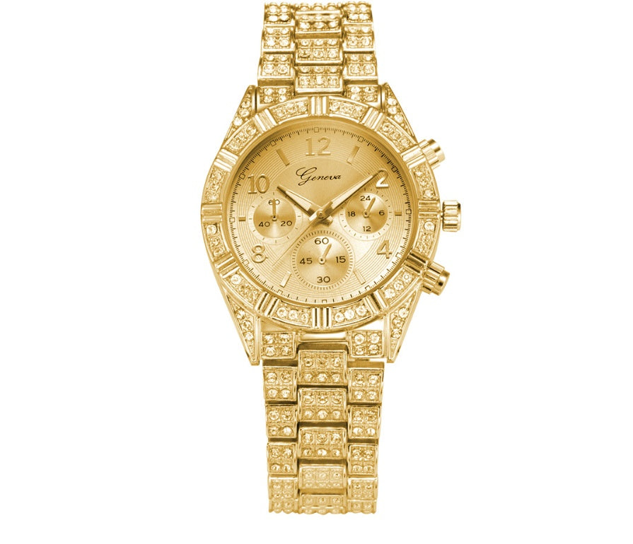 Geneva | Luxury Stainless Steel Crystal Quartz Watch