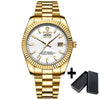 BinBond | Luxury  Day Date Stainless Steel Gold Plate Quartz Watch