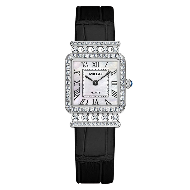 UTHAI | Luxury Crystal Fritillaria Square Roman Scale Watch