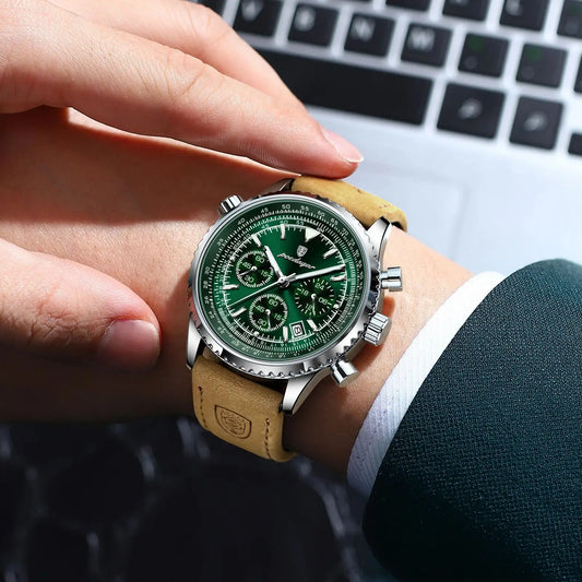Poedagar | Luxury Chrono Leather WP Quartz Watch